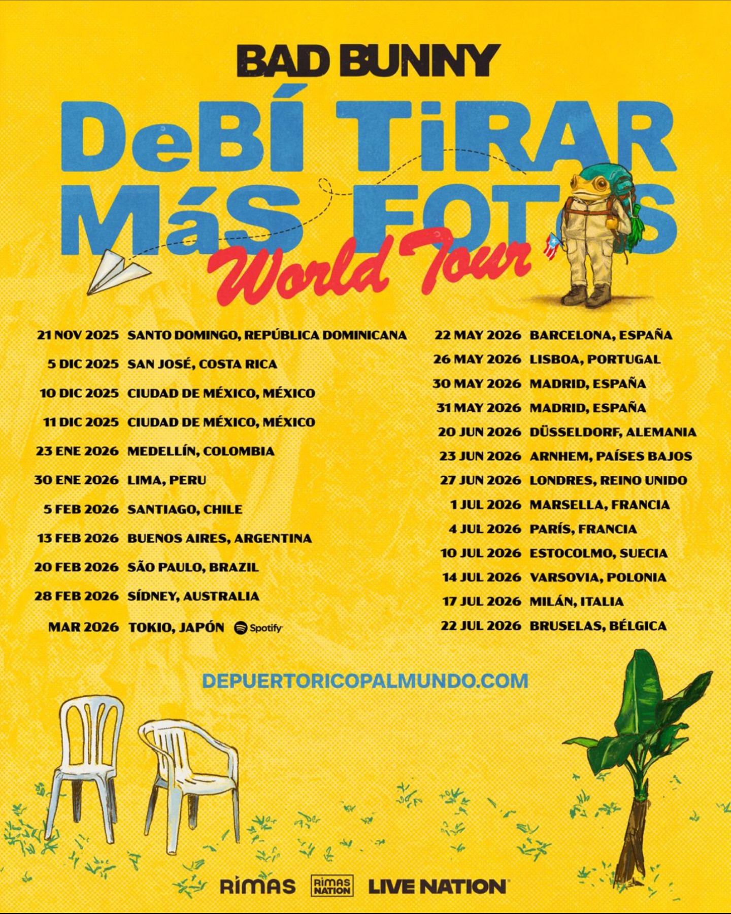 Póster DeBÍ TiRAR MáS FOToS Tour 2026 de Bad Bunny